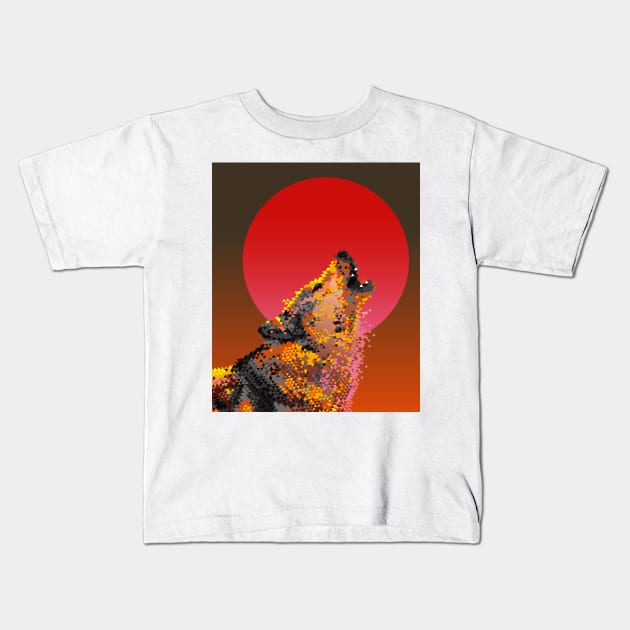 red moon rising Kids T-Shirt by okik